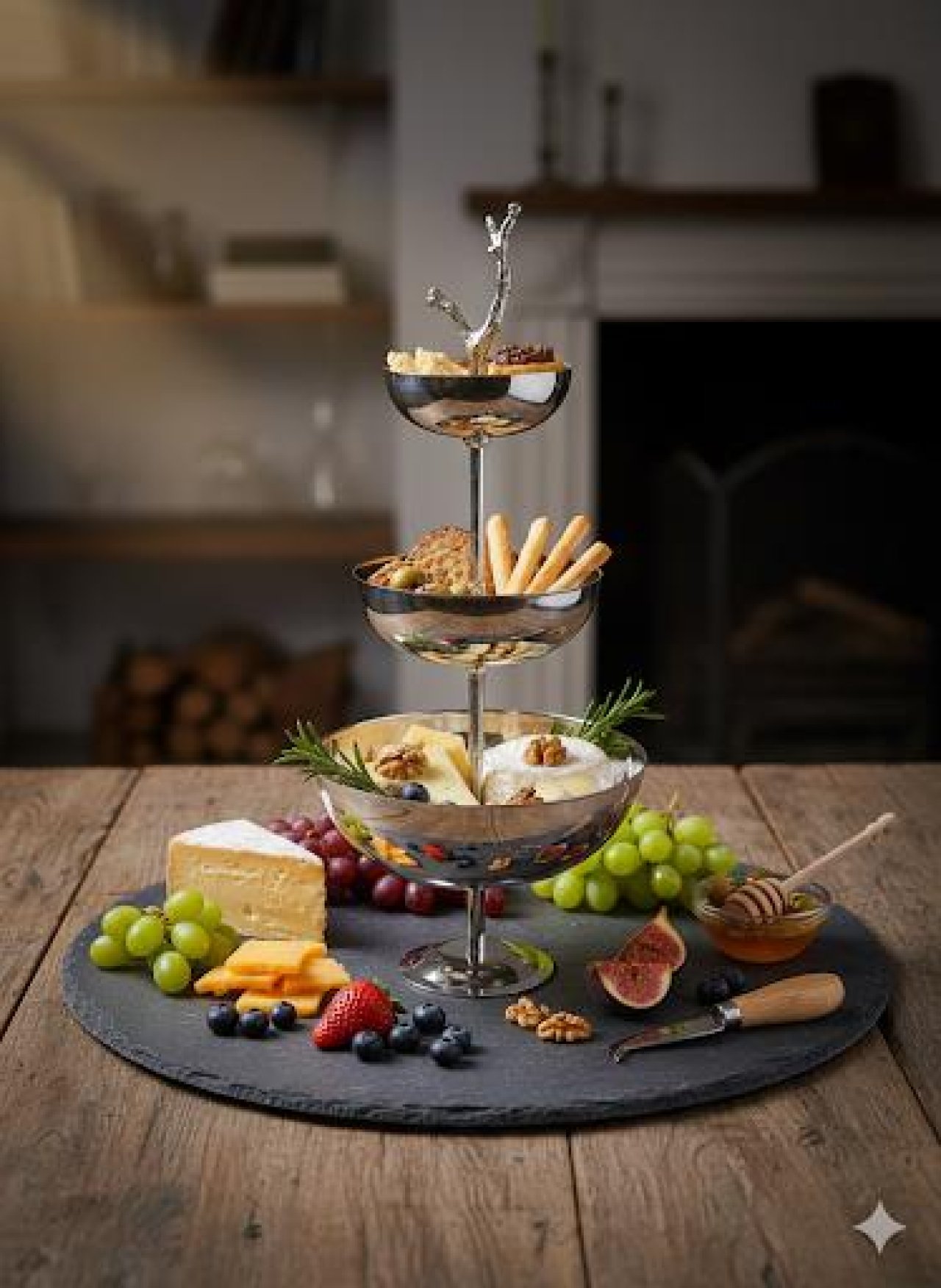 Şelale 3 Katlı Standlı Paslanmaz Sunumluk İkramlık